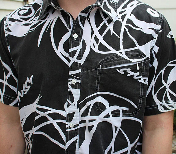 Vintage Stussy x Futura Atomic All Over Print Short Sleeve Button